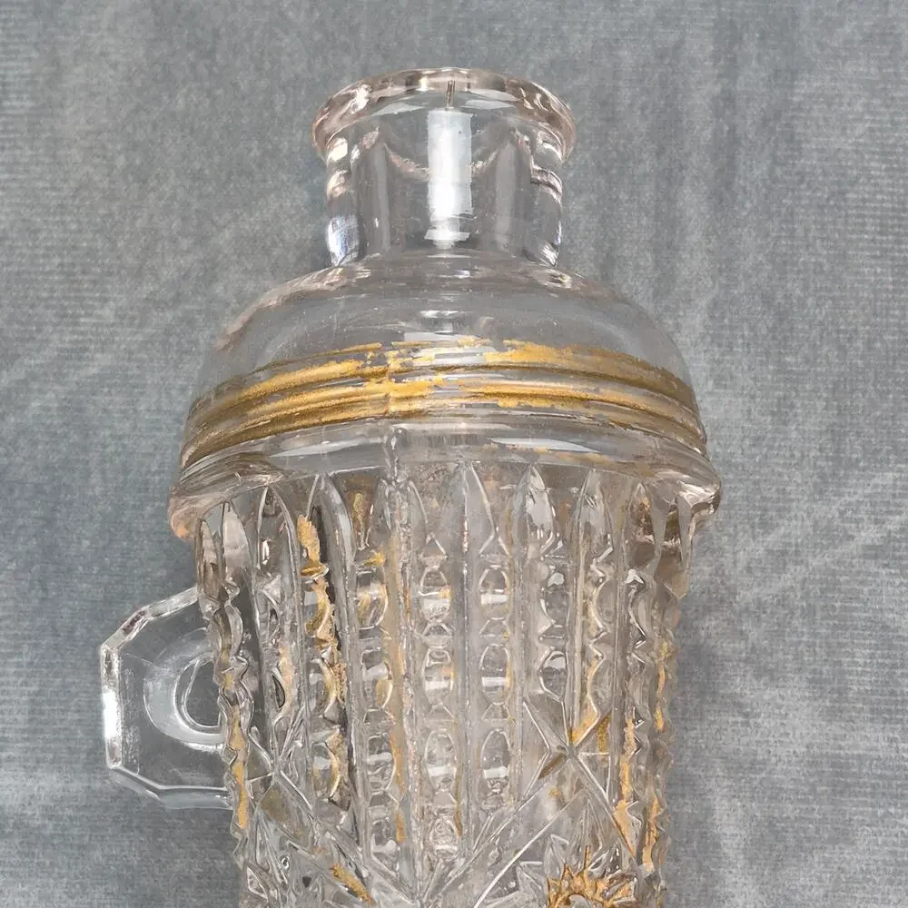Vintage Pressed Glass Car Flask Vase Decanter 
